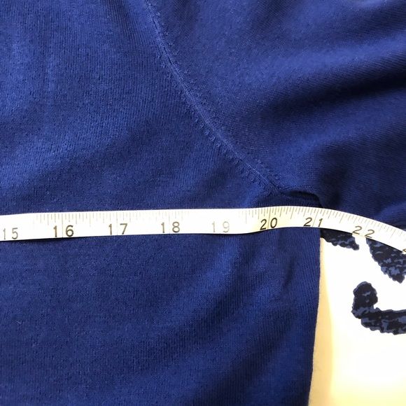 Talbots, LP, cute three-quarter sleeve cardigan in blue. - Picture 4 of 8